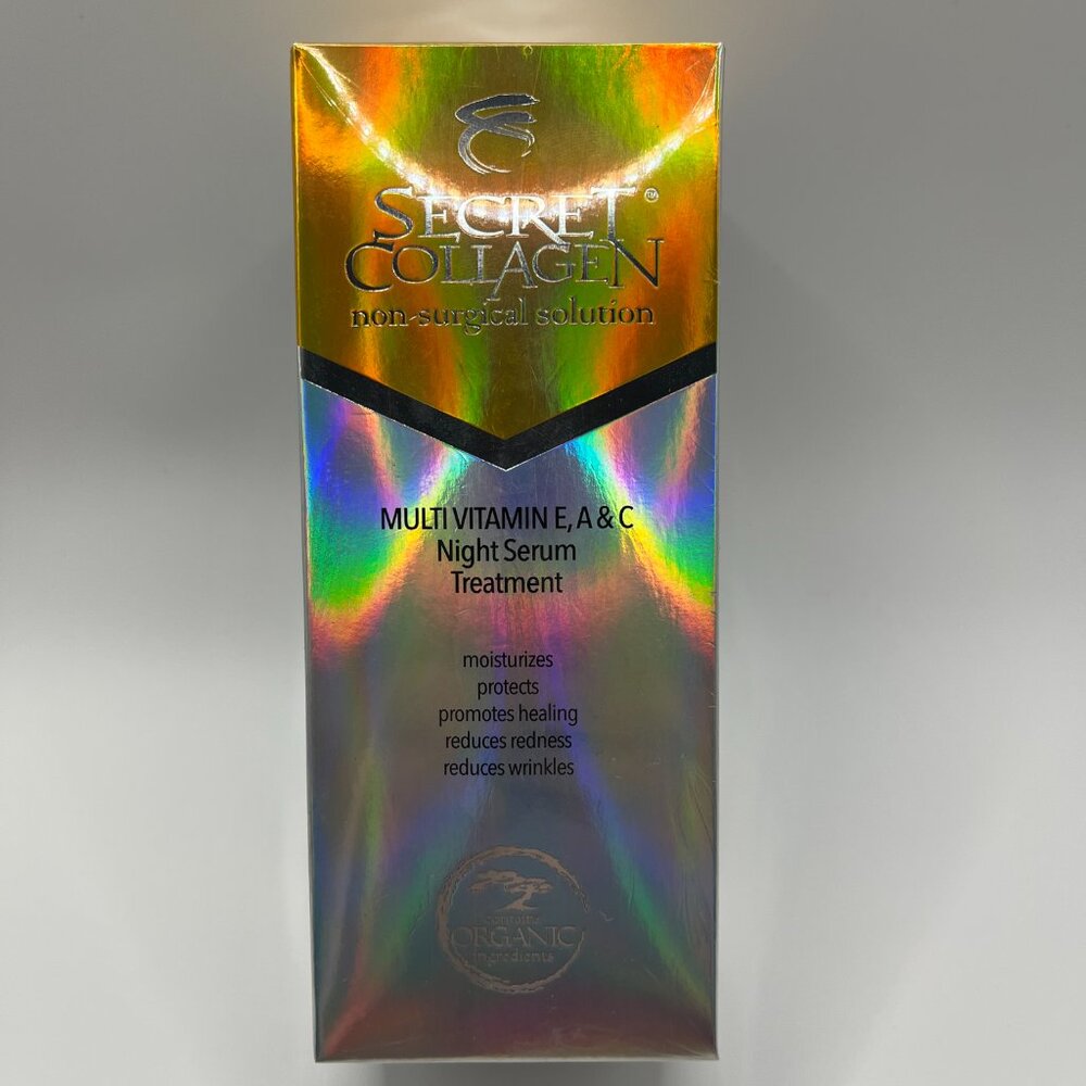 Secret Collagen Multivitamin E, A, & C Night‎ Serum Treatment Sealed Aging NEW